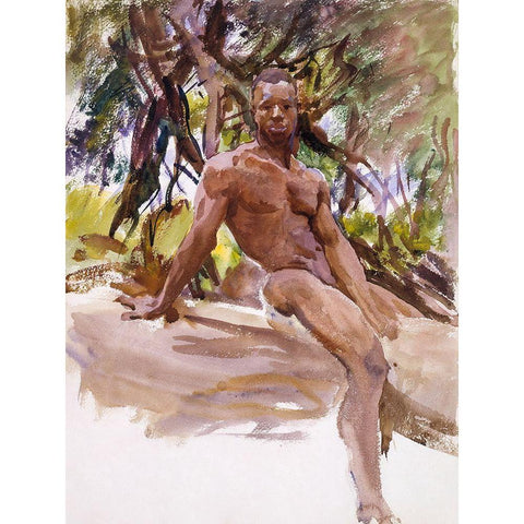 Man and Trees-Florida White Modern Wood Framed Art Print by Sargent, John Singer