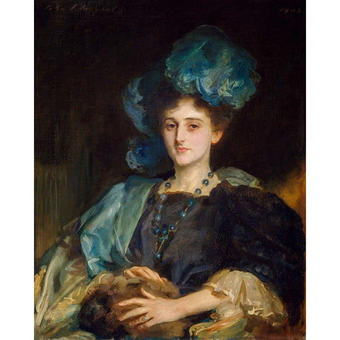 Portrait of Miss Katherine Elizabeth Lewis Gold Ornate Wood Framed Art Print with Double Matting by Sargent, John Singer