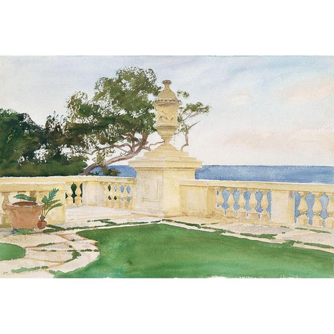 Terrace-Vizcaya Black Modern Wood Framed Art Print with Double Matting by Sargent, John Singer