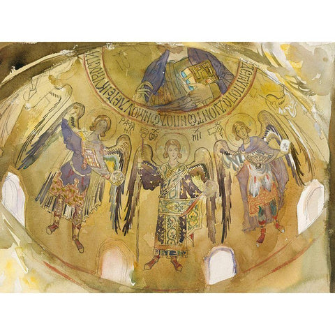 Angels-Mosaic-Palatine Chapel-Palermo White Modern Wood Framed Art Print by Sargent, John Singer