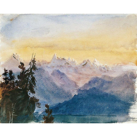 View from Mount Pilatus White Modern Wood Framed Art Print by Sargent, John Singer