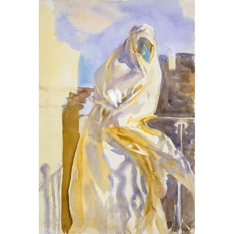 Arab Woman White Modern Wood Framed Art Print by Sargent, John Singer