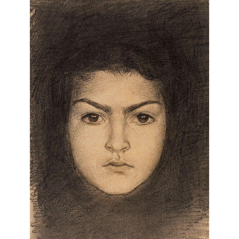 Head of a Woman Front Black Modern Wood Framed Art Print with Double Matting by Sargent, John Singer