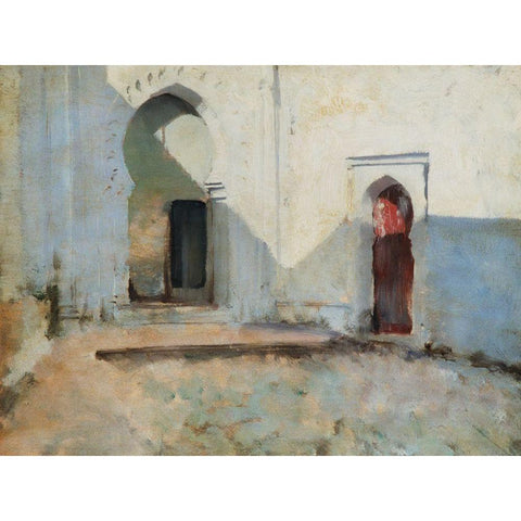 Courtyard-Tetouan-Morocco Gold Ornate Wood Framed Art Print with Double Matting by Sargent, John Singer