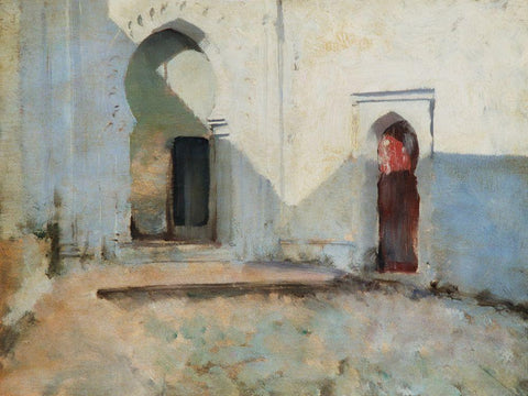 Courtyard-Tetouan-Morocco White Modern Wood Framed Art Print with Double Matting by Sargent, John Singer