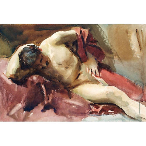 Italian Model Black Modern Wood Framed Art Print with Double Matting by Sargent, John Singer