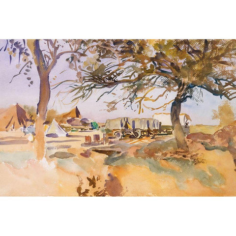 Military Camp White Modern Wood Framed Art Print by Sargent, John Singer