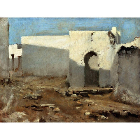 Moorish Buildings in Sunlight White Modern Wood Framed Art Print by Sargent, John Singer