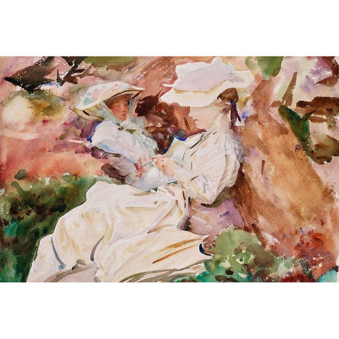 Simplon - Mrs Barnard and her Daughter Dorothy White Modern Wood Framed Art Print by Sargent, John Singer