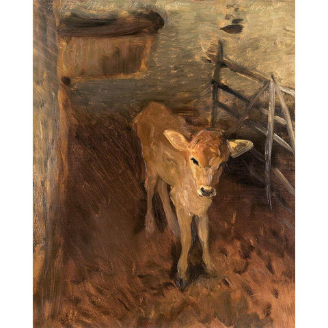 A Jersey CalfÂ  Gold Ornate Wood Framed Art Print with Double Matting by Sargent, John Singer