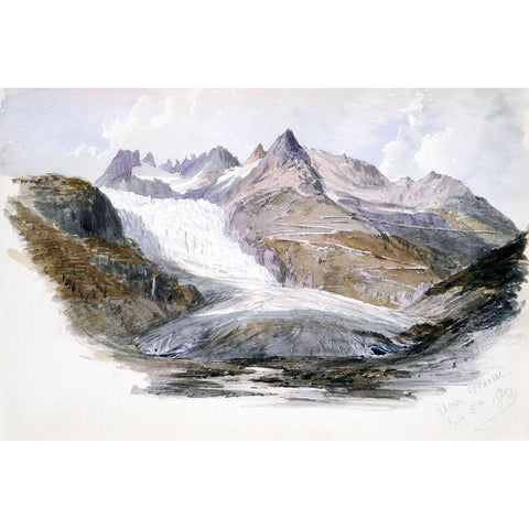 Rhone Glacier White Modern Wood Framed Art Print by Sargent, John Singer