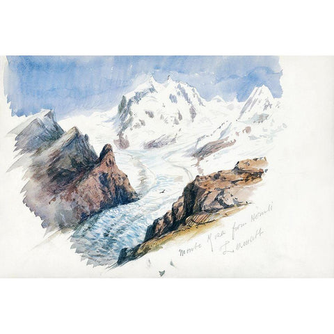 Monte Rosa from Hornli-Zermatt Gold Ornate Wood Framed Art Print with Double Matting by Sargent, John Singer