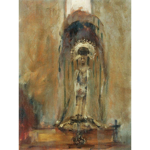 A Spanish Madonna Gold Ornate Wood Framed Art Print with Double Matting by Sargent, John Singer