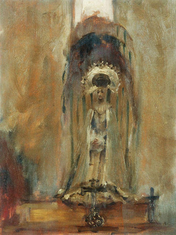 A Spanish Madonna Black Ornate Wood Framed Art Print with Double Matting by Sargent, John Singer