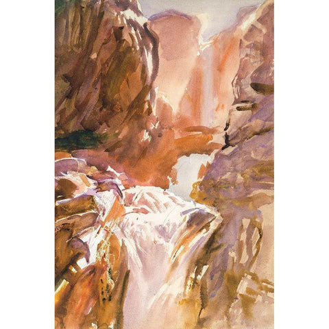 Mountain Torrent Black Modern Wood Framed Art Print with Double Matting by Sargent, John Singer