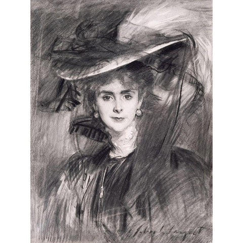 Portrait of the Baroness de Meyer Black Modern Wood Framed Art Print by Sargent, John Singer