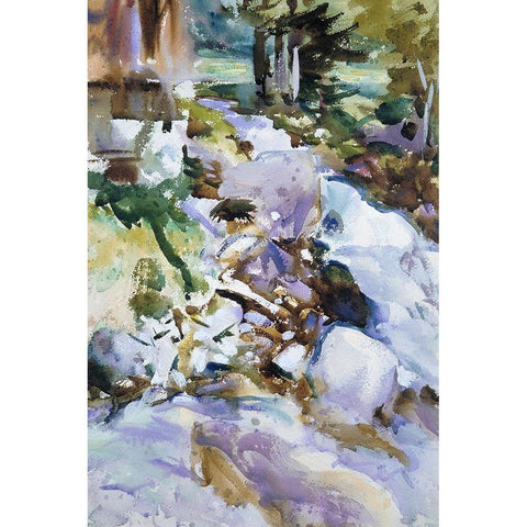 Rushing Brook White Modern Wood Framed Art Print by Sargent, John Singer