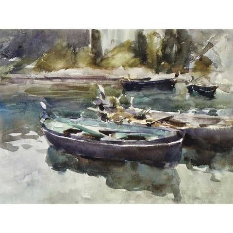 Small Boats Gold Ornate Wood Framed Art Print with Double Matting by Sargent, John Singer