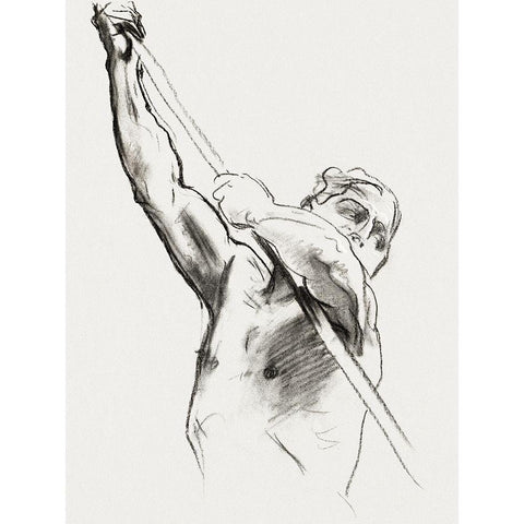 Male Torso with Pole White Modern Wood Framed Art Print by Sargent, John Singer