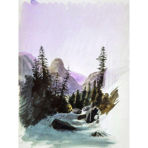 Alpine View-Murren Black Modern Wood Framed Art Print with Double Matting by Sargent, John Singer