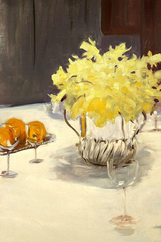 Still Life with Daffodils White Modern Wood Framed Art Print with Double Matting by Sargent, John Singer