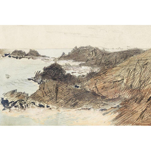 Rocky Coast White Modern Wood Framed Art Print by Sargent, John Singer