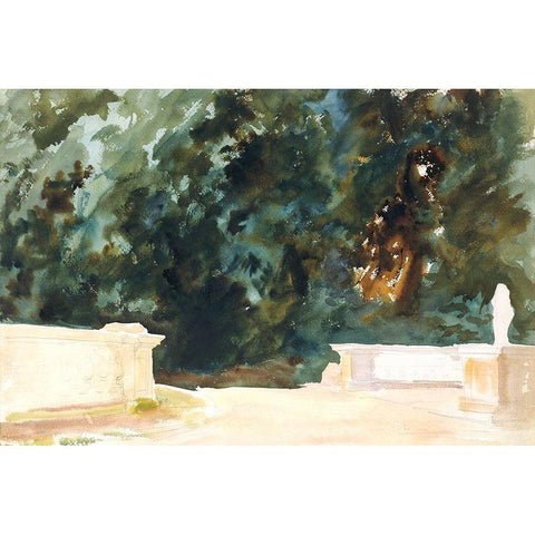 Terrace and Gardens Black Modern Wood Framed Art Print with Double Matting by Sargent, John Singer