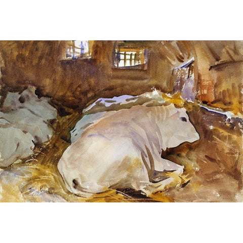 Oxen White Modern Wood Framed Art Print by Sargent, John Singer