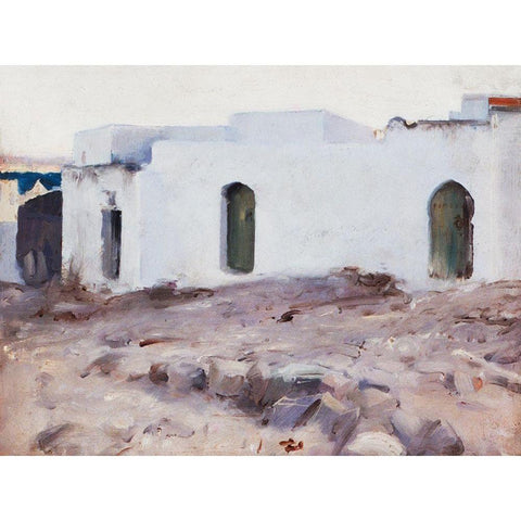 Moorish Buildings on a Cloudy Day Black Modern Wood Framed Art Print with Double Matting by Sargent, John Singer