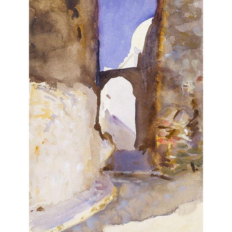 Street-Tangier Black Modern Wood Framed Art Print with Double Matting by Sargent, John Singer