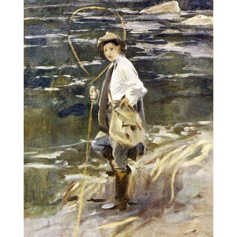 Angling in British Art Through Five Centuries Black Modern Wood Framed Art Print with Double Matting by Sargent, John Singer