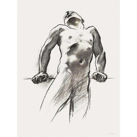 Man Standing-Head Thrown Back Black Modern Wood Framed Art Print with Double Matting by Sargent, John Singer