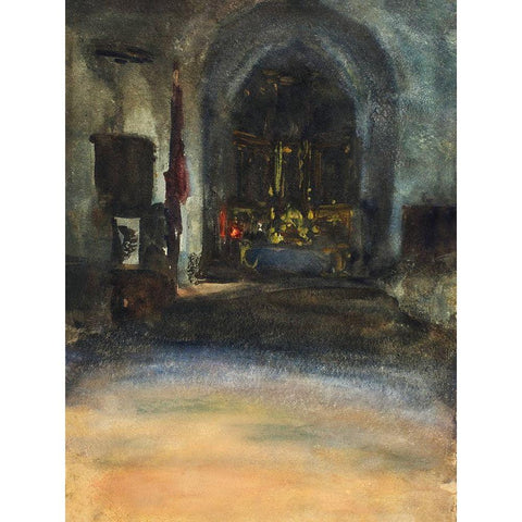 Spanish Church Interior White Modern Wood Framed Art Print by Sargent, John Singer