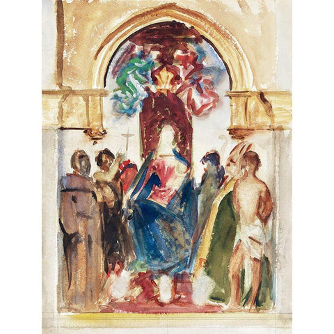 Madonna and Child and Saints Black Modern Wood Framed Art Print with Double Matting by Sargent, John Singer