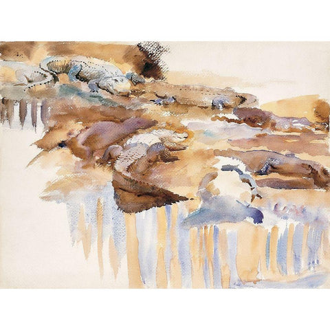 Alligators White Modern Wood Framed Art Print by Sargent, John Singer