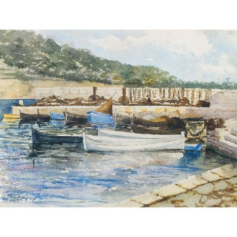 Boats White Modern Wood Framed Art Print by Sargent, John Singer