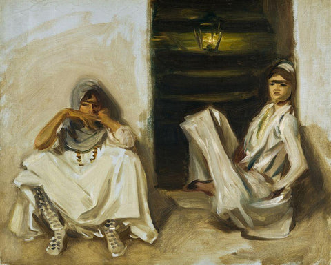 Two Arab Women Black Ornate Wood Framed Art Print with Double Matting by Sargent, John Singer