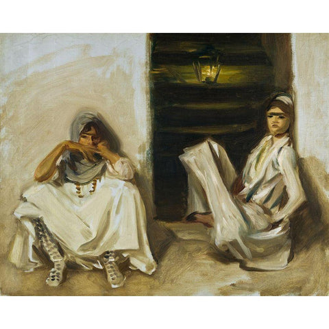 Two Arab Women Black Modern Wood Framed Art Print with Double Matting by Sargent, John Singer