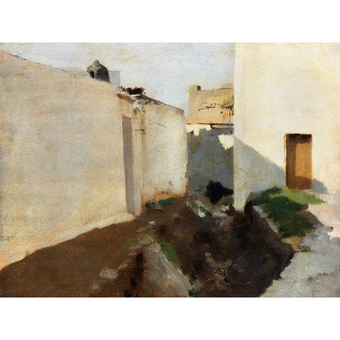 White Walls in Sunlight-Morocco Black Modern Wood Framed Art Print with Double Matting by Sargent, John Singer