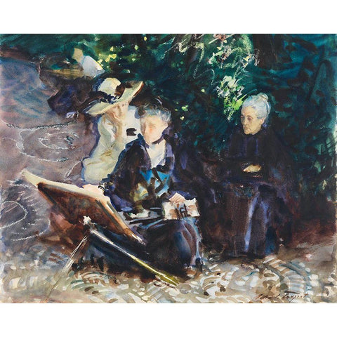 In the Generalife Black Modern Wood Framed Art Print with Double Matting by Sargent, John Singer