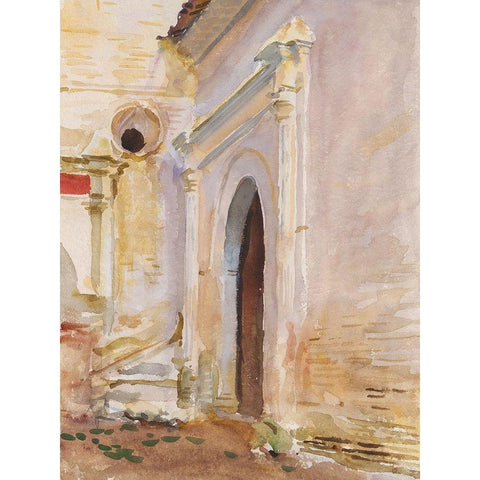 Arched Doorway Gold Ornate Wood Framed Art Print with Double Matting by Sargent, John Singer