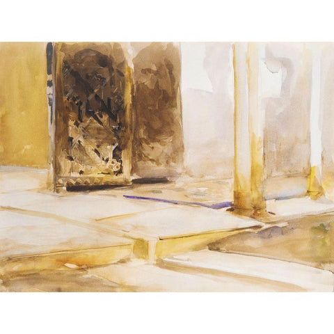 Patio de los Leones-Alhambra Gold Ornate Wood Framed Art Print with Double Matting by Sargent, John Singer