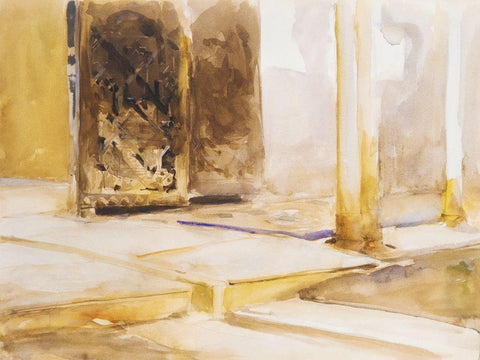 Patio de los Leones-Alhambra White Modern Wood Framed Art Print with Double Matting by Sargent, John Singer