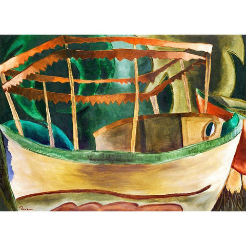 Fishboat White Modern Wood Framed Art Print by Dove, Arthur