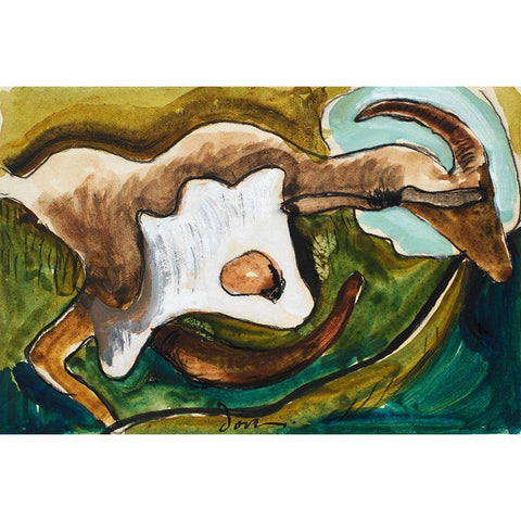 Study for Goat Black Modern Wood Framed Art Print with Double Matting by Dove, Arthur