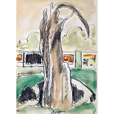 Tree White Modern Wood Framed Art Print by Dove, Arthur