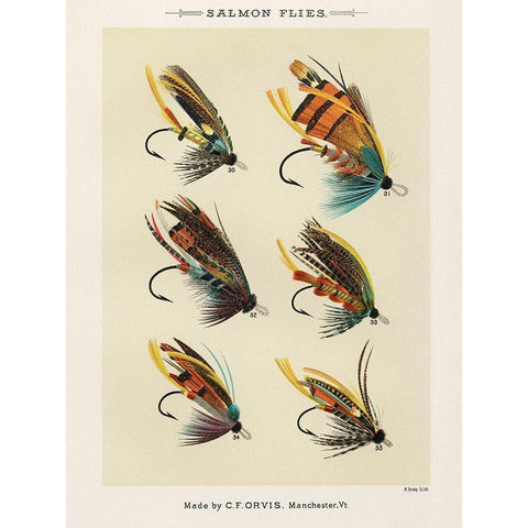 Salmon Fishing Flies I from Favorite Flies and Their Histories White Modern Wood Framed Art Print by Marbury, Mary Orvis