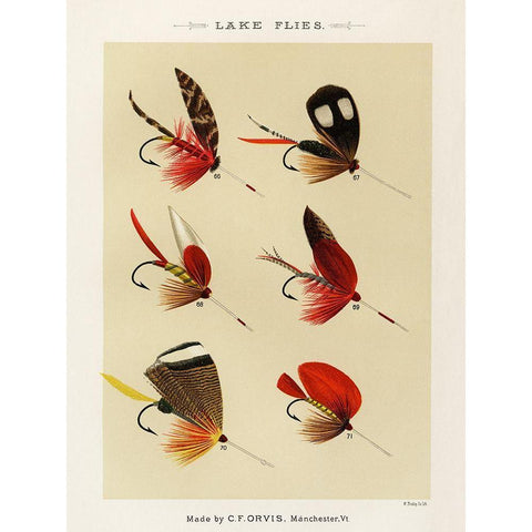 Lake Fishing Flies I from Favorite Flies and Their Histories White Modern Wood Framed Art Print by Marbury, Mary Orvis