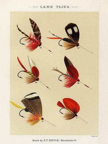 Lake Fishing Flies I from Favorite Flies and Their Histories Black Ornate Wood Framed Art Print with Double Matting by Marbury, Mary Orvis