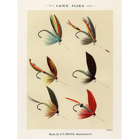 Lake Fishing Flies V from Favorite Flies and Their Histories White Modern Wood Framed Art Print by Marbury, Mary Orvis